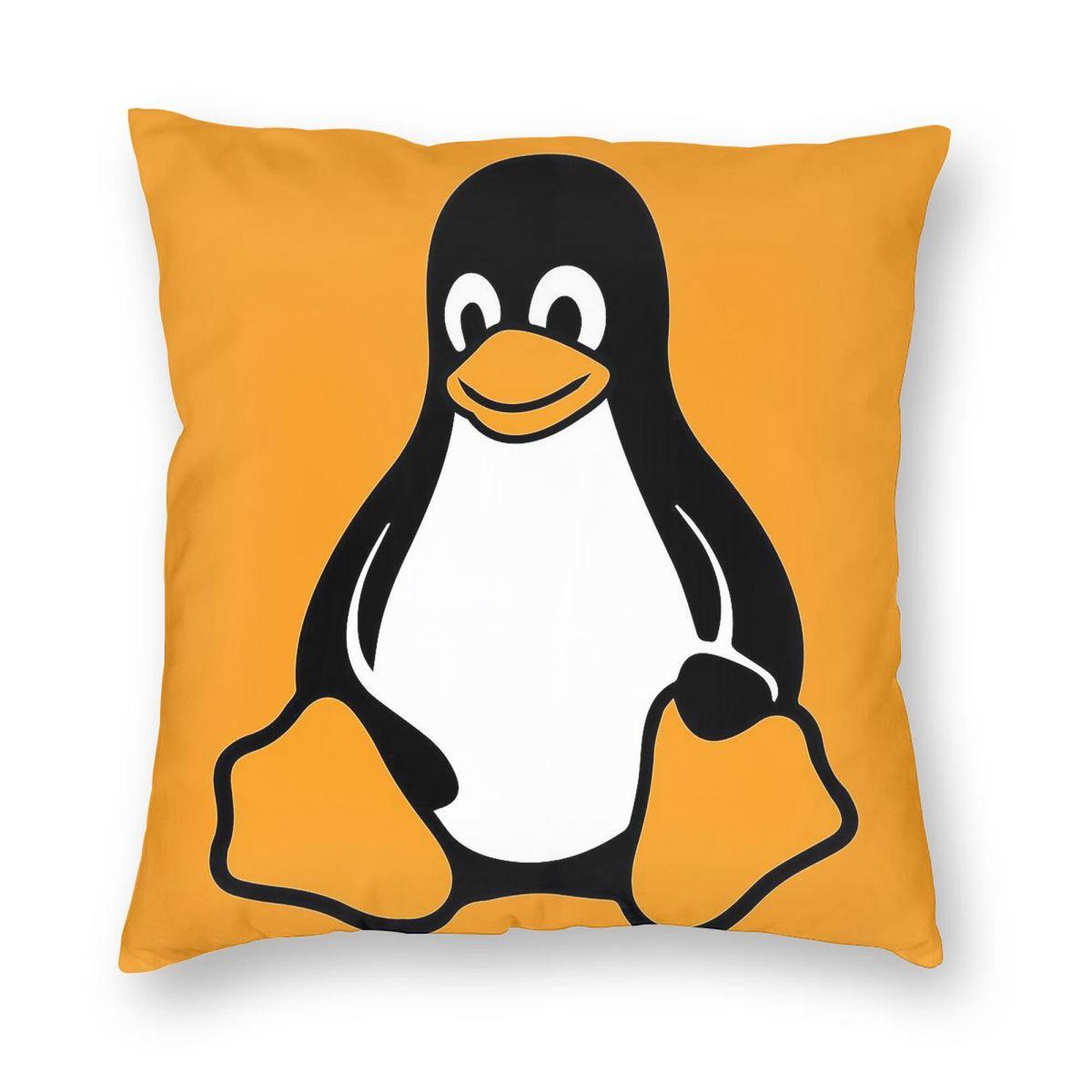 Linux Tux Pingouin Square Pillowcase Polyester Linen Velvet Creative Zip Decorative Bed Cushion Cover 30x30cm