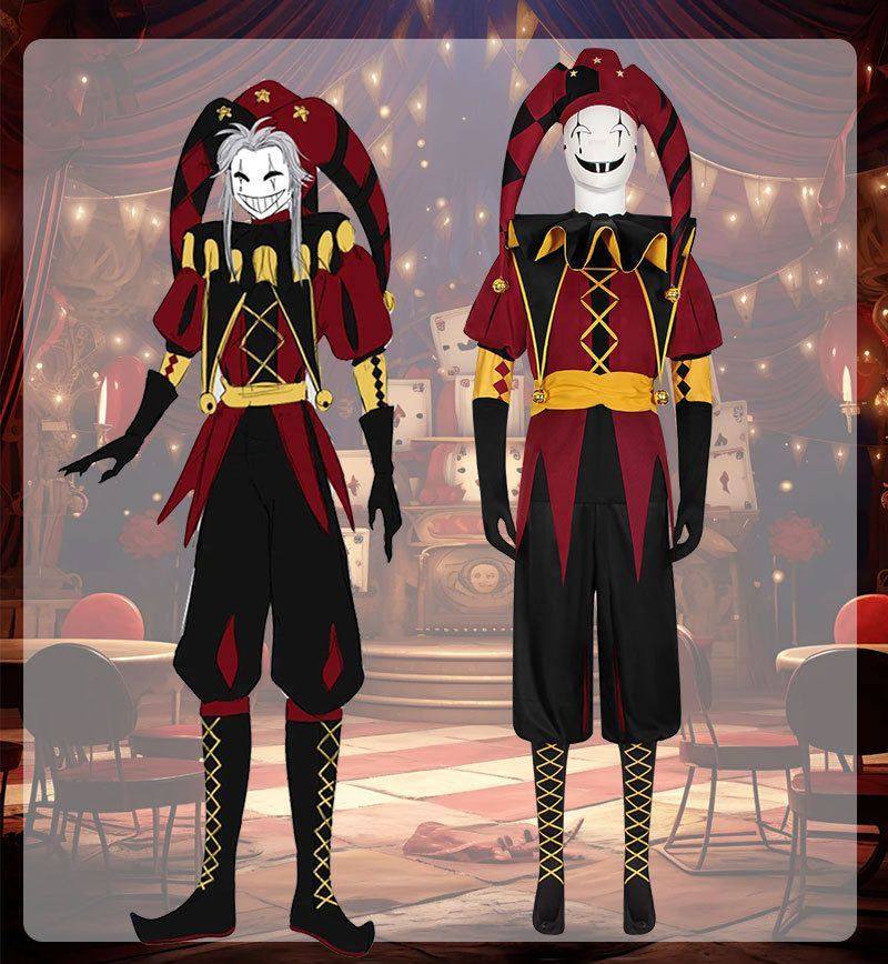 Freak Show Zirkus Pierrot Cosplay Kostüm Komplettset Clown Charakter Rollenspiel Outfit Spiel Otome Stil Unisex Performance Set