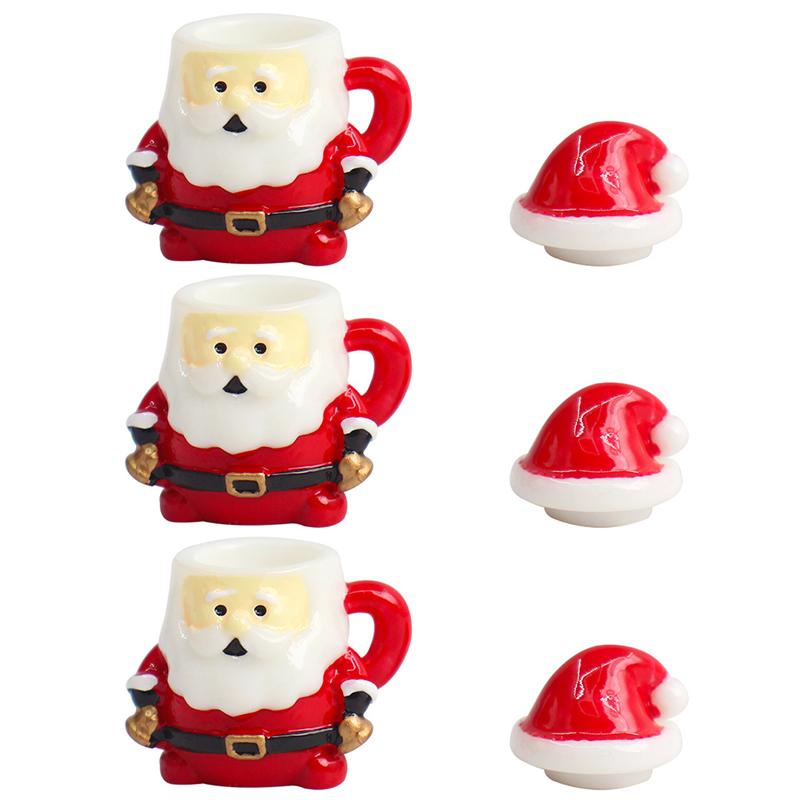 Mini Weihnachtsmann Teetasse Dekoration Miniatur Weihnachtsbecher Szene Landschaft Harz Puppenhaus Zubehör Weihnachts-Bastelarbeiten & Geschenke