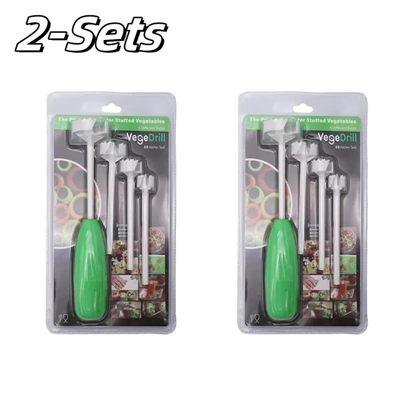 1/2/4/8Pcs Veggie Corkscrew Carver Set Replaceable Vegetable Spiral Cutter Head Digging Tool Coiled Vegetable Hole Digger Tool