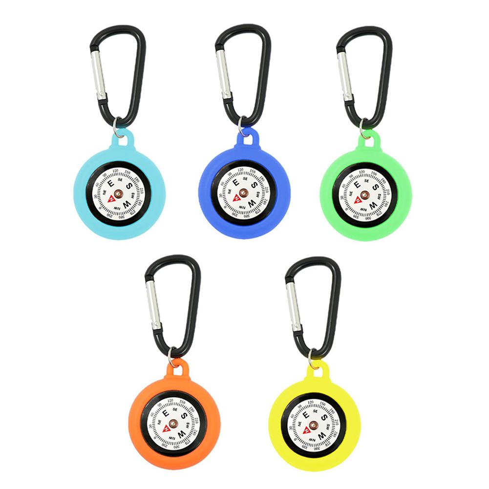 5Pcs Outdoor Compass with Carabiner Hook Portable Camping Compass Silicone Camping Pocket Compass for Outdoor Activities