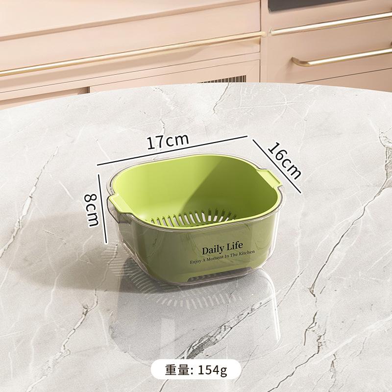 Kitchen Double-layer Drain Basket, Vegetable Washing Basin, Drain Basket, Large Capacity for Kitchen Use