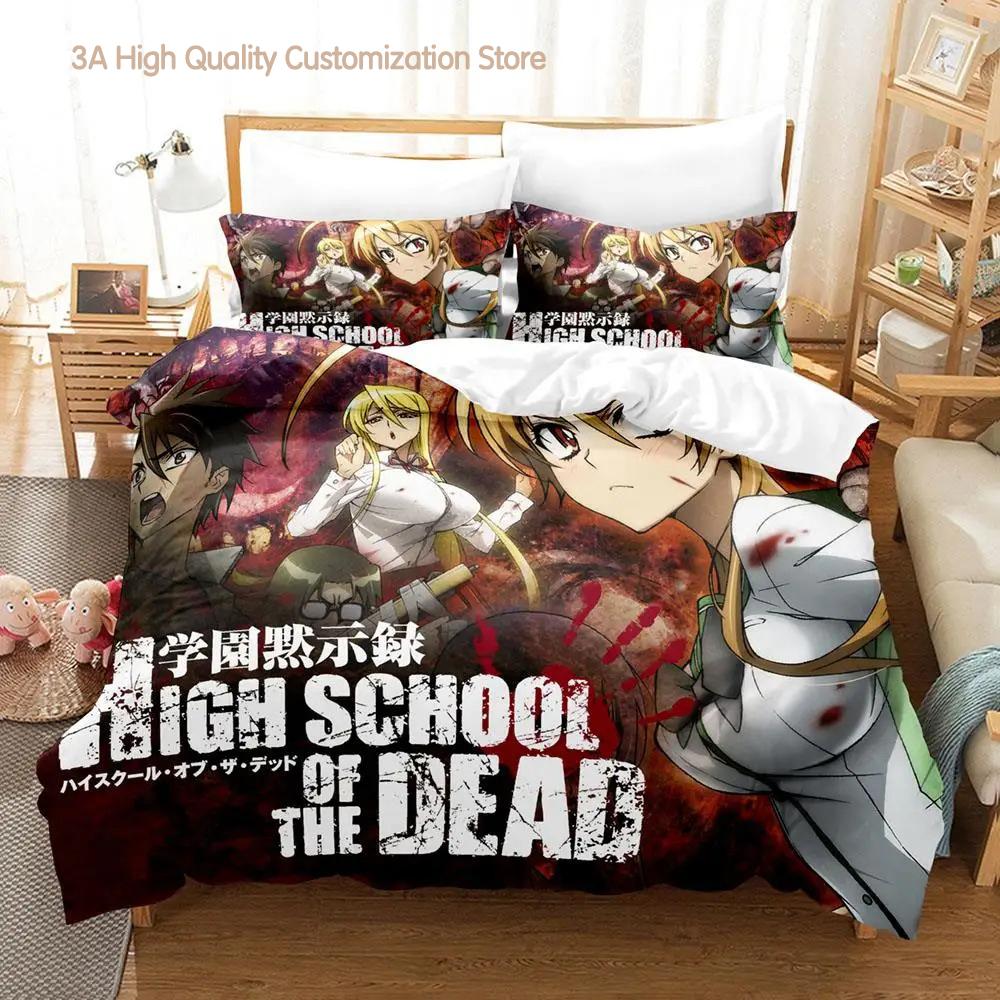 

2023 Cexy Girl Highschool of the Dead Bedding Set Single Twin Full Queen King Size Bed Set Adult Boys Bedroom Duvetcover Sets EU single(135x200cm)