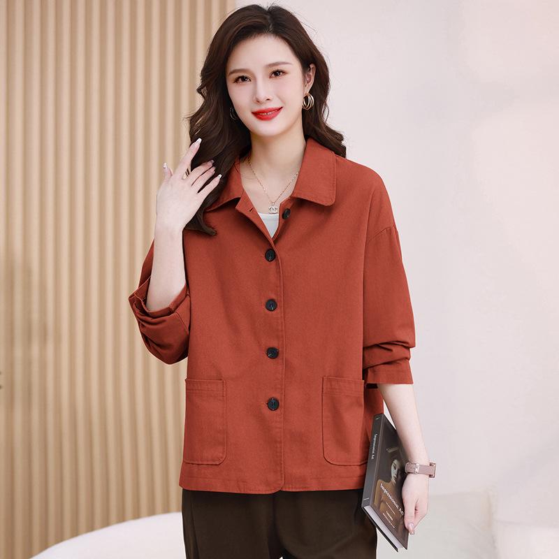 

2025 Универсальная маленькая свободная куртка из чистого хлопка: Короткий, тонкий стиль для весны и осени XXL (145-160 jin) красный/оранжевый