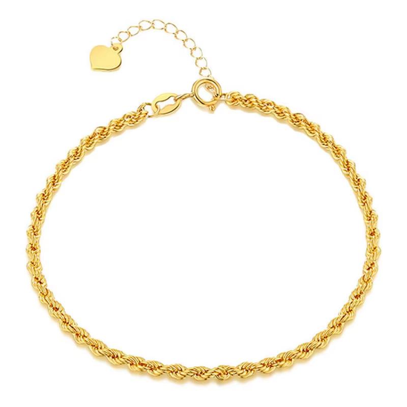 Authentic Real Gold AU750 Twisted Bracelet Exquisite Delicate Gift Classic Present For Women Adjustable Fine Jewelry