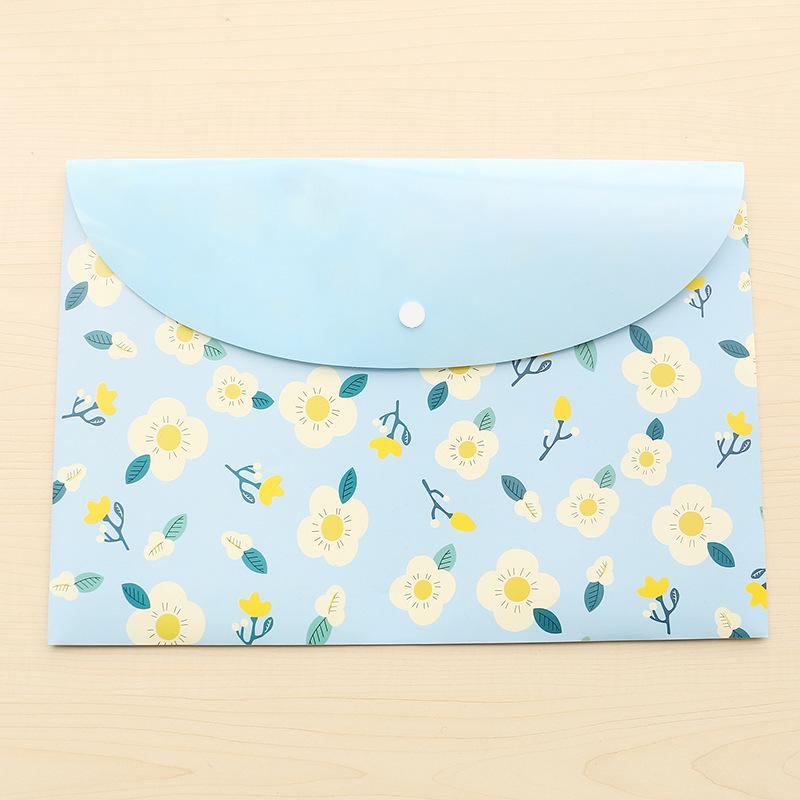 10pcs A4 Document Bags Transparent PVC Snap Folders Cute Floral Designs Test Paper Bags Creative Storage Office School Supplies