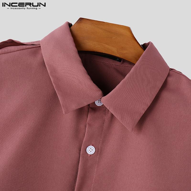 INCERUN Camisas irregulares con botones y mangas largas para hombre, de primavera