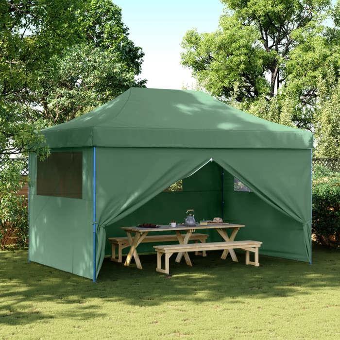 VidaXL Folding Pop-Up Party Tent 4 Sidewalls Green, Tent, Awning Tent, Gazebo Awning, Tent 4004976