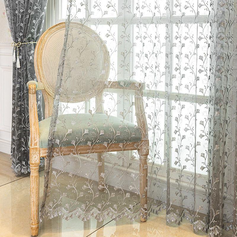 Light Luxury Window Screen Bedroom Living Room Balcony Light Transmission Blackout Embroidery Embroidery Gauze Curtain Dream Modern