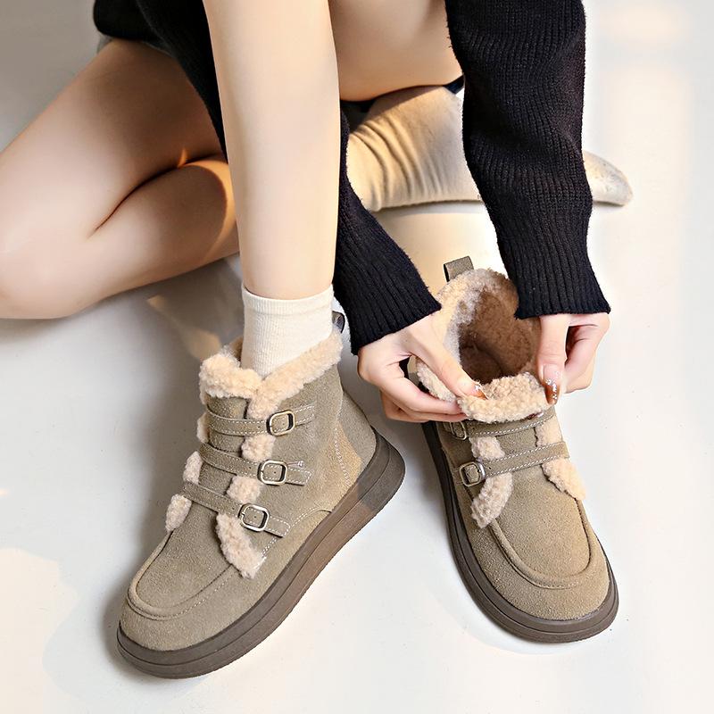 Women's 2025 new winter lamb wool Korean version ins tide Internet celebrity warm velvet snow casual shoes