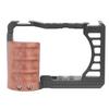 Full Camera Cage Aluminum Alloy Protective Camera Video Rig with Wood Handle 1/4 3/8 Inch Threaded Hole Cold Shoe Mount for ZV E1