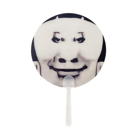 Transparent Funny Expression Round Fan with Long Handle Waterproof PVC Portable Lightweight Outdoor Travel Summer Handheld Fan Photo Props