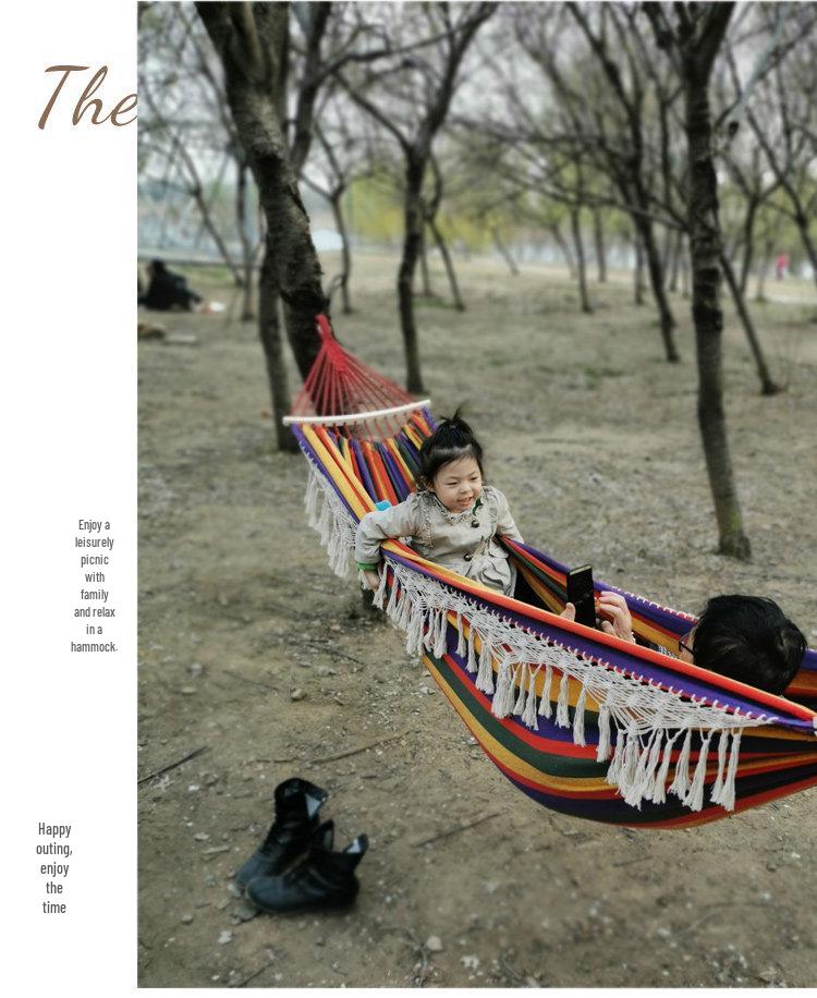 Bohemian Ethnic Princess Tassel Hammock - Anti-Rollover Canvas for Outdoor Use