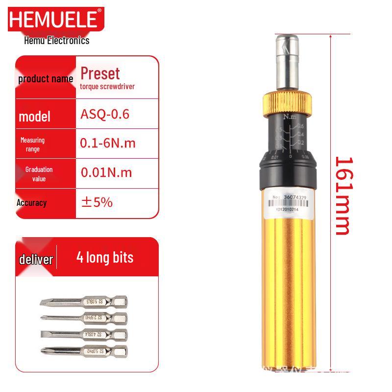 HEMUELE HeMu Adjustable Torque Screwdriver with Idle Slip & Batch Heads