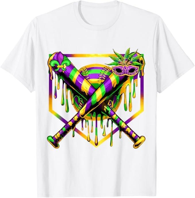

Baseball Mardi Gras Carnival Party Mask Ice Cream Drip Boys T-Shirt 5XL різнокольоровий