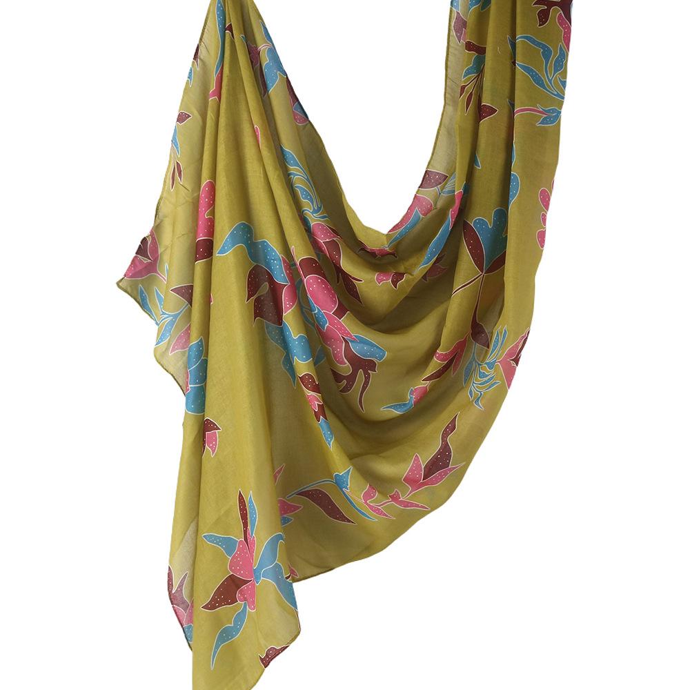 "Ethnic Watercolor Modal Cotton Shawl Satin Print Scarf for Women"