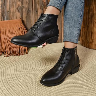 Nowe retro czarne buty Martin grube obcasy sznurowane małe skórzane buty wysoki obcas damskie botki modne krótkie botki damskie jesień