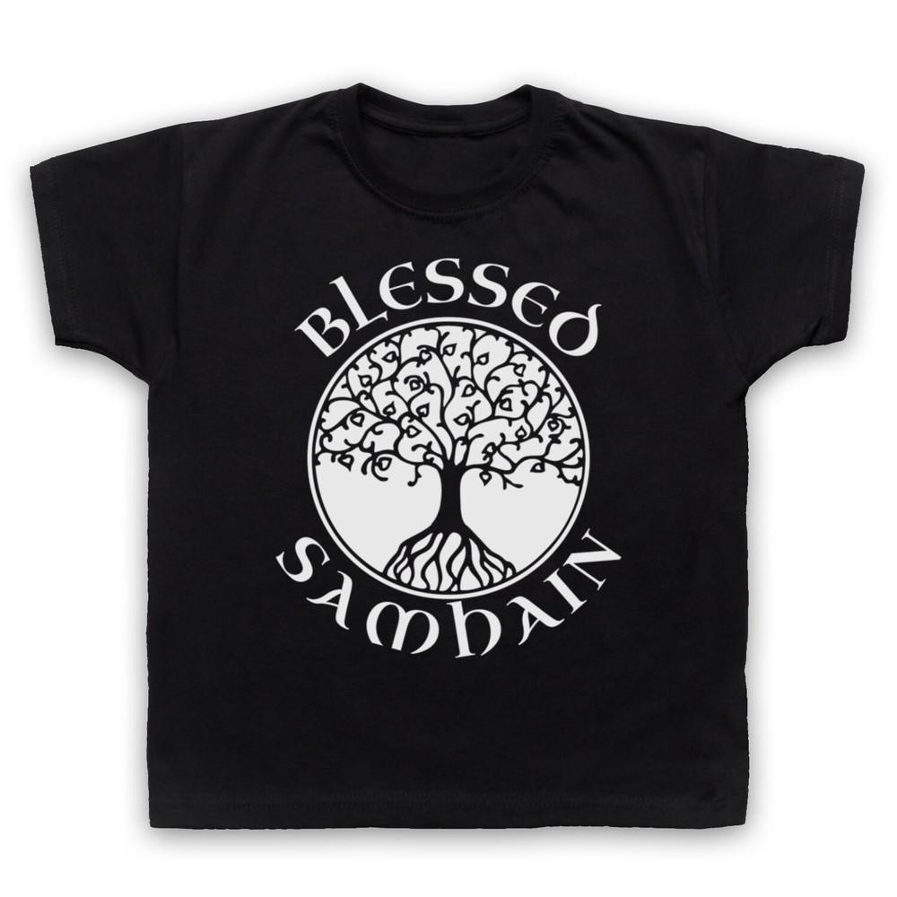 

Blessed Samhain Gaelic Festival Halloween Slogan Kids Childs T-Shirt XL