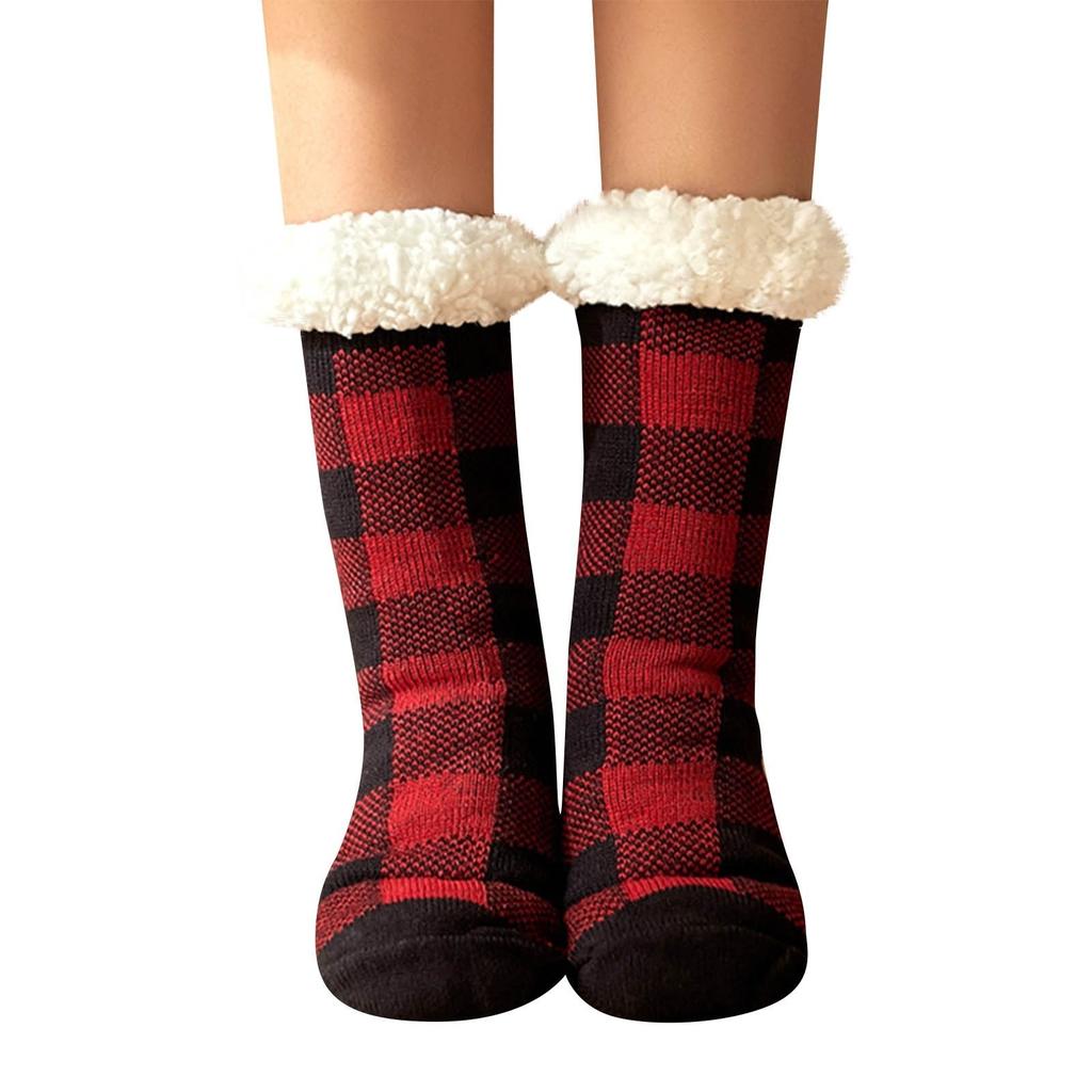 Damen Bodensocken, Winter Fleece-gefütterte Lammwollsocken, Schlaf-Haussocken, Schneesocken, Postpartale Socken, Teppichsocken