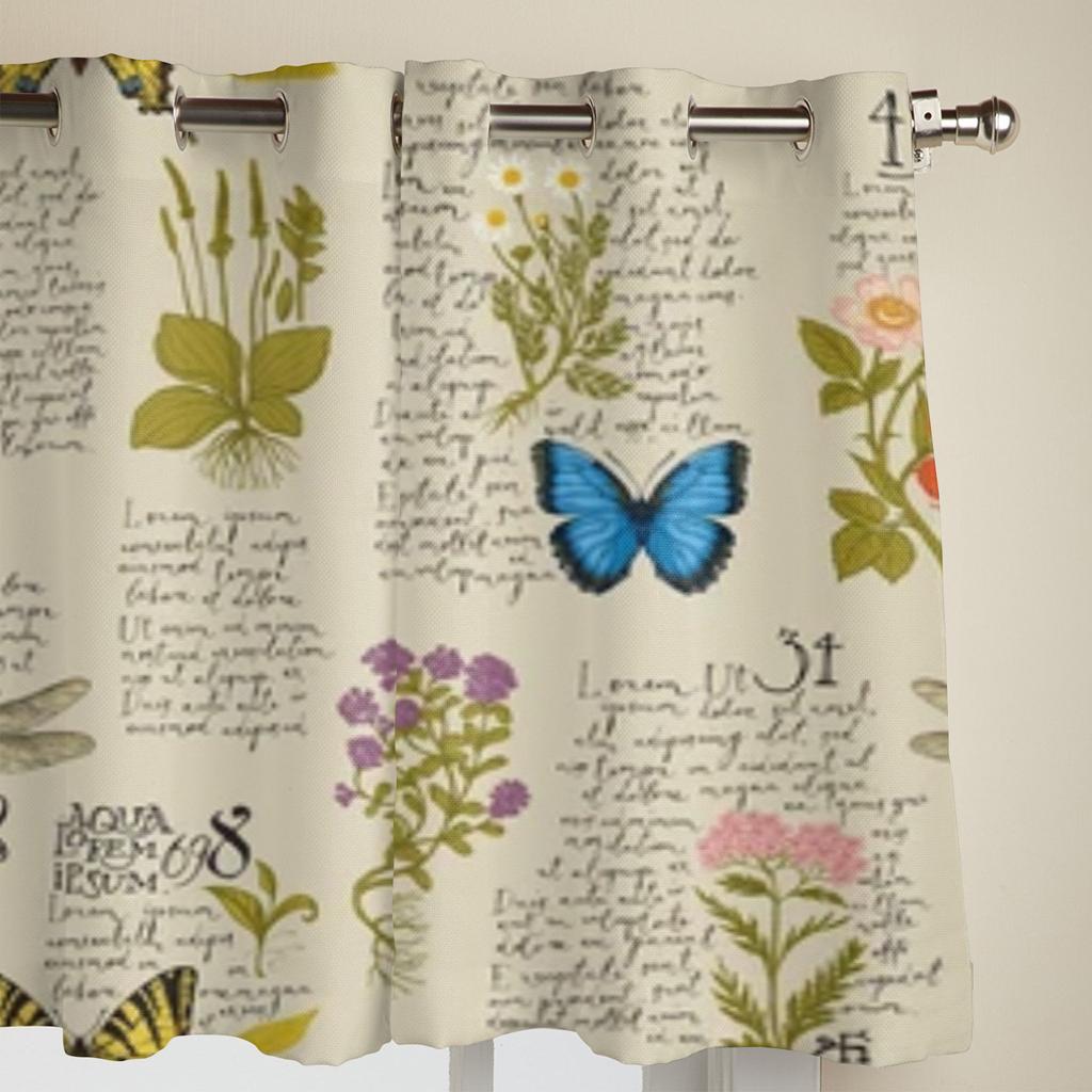 Heilkräuter und Insekten Fenstergardinen für Wohnzimmer Küche Moderne Vorhänge Heimdekor Jalousien Vorhänge