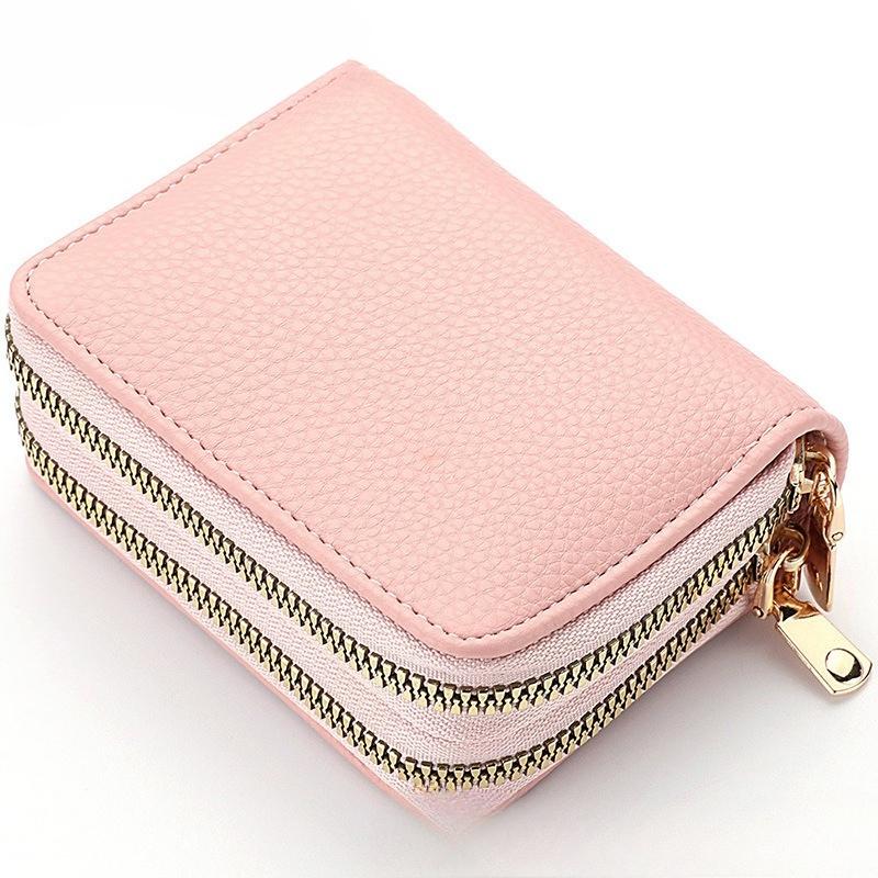 1Pc Multifunctional Card Bag New Organ Card Bag Double Zipper Women's Wallet Large Capacity Card Holder