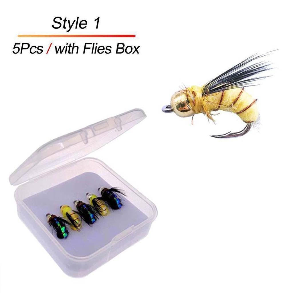 5/10/25 Teile/schachtel Perle Kopf Schnell Sinkende Nymphe Scud Fly Bug Wurm Forelle Angeln Fliegen/käfer Fliegen Künstliche Insekt Angeln Köder Locken