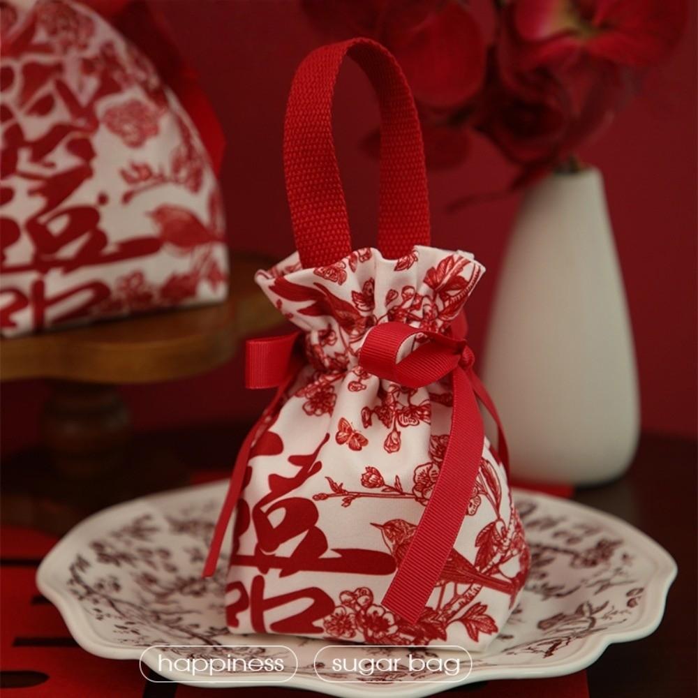 Storage Festive Sugar Bag Cloth Wrist Hand Bag Portable Chinese Wedding Candy Bag  Female/Girls
