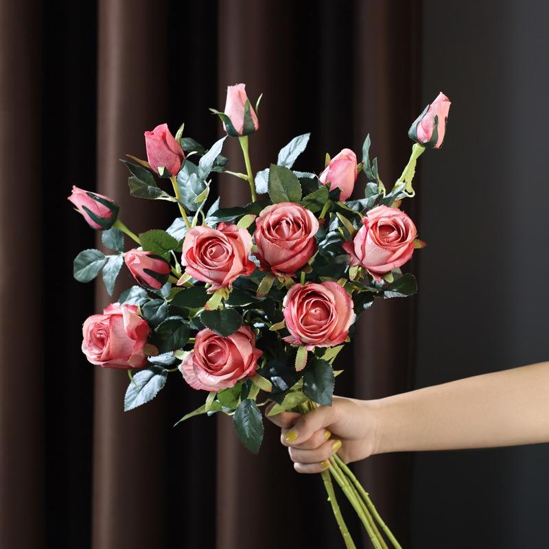 Two Artificial Flowers, Rose Silk Flowers, Home and Wedding Decoration Artificial Flowers, Dried Flowers, Bouquets, Living Room and Table Flowers