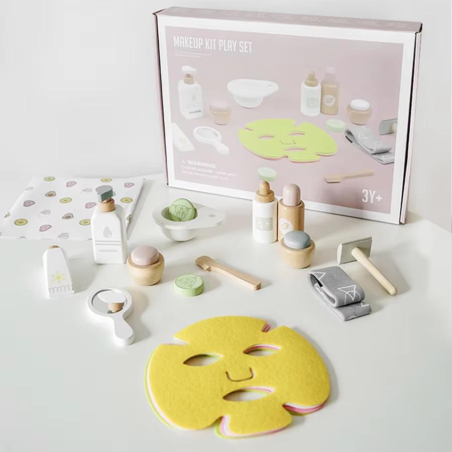 Girls Pretend Play Kid Make Up Beautiful Makeup Set Hairdressing Simulation Wooden Toy For Girls Children Dressing Cosmetic