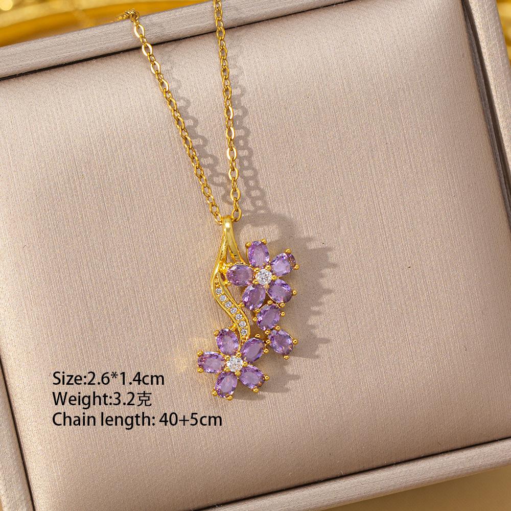 Titanium Steel Flower Necklace Women Elegant Luxury Fashion Collarbone Chain Jewelry