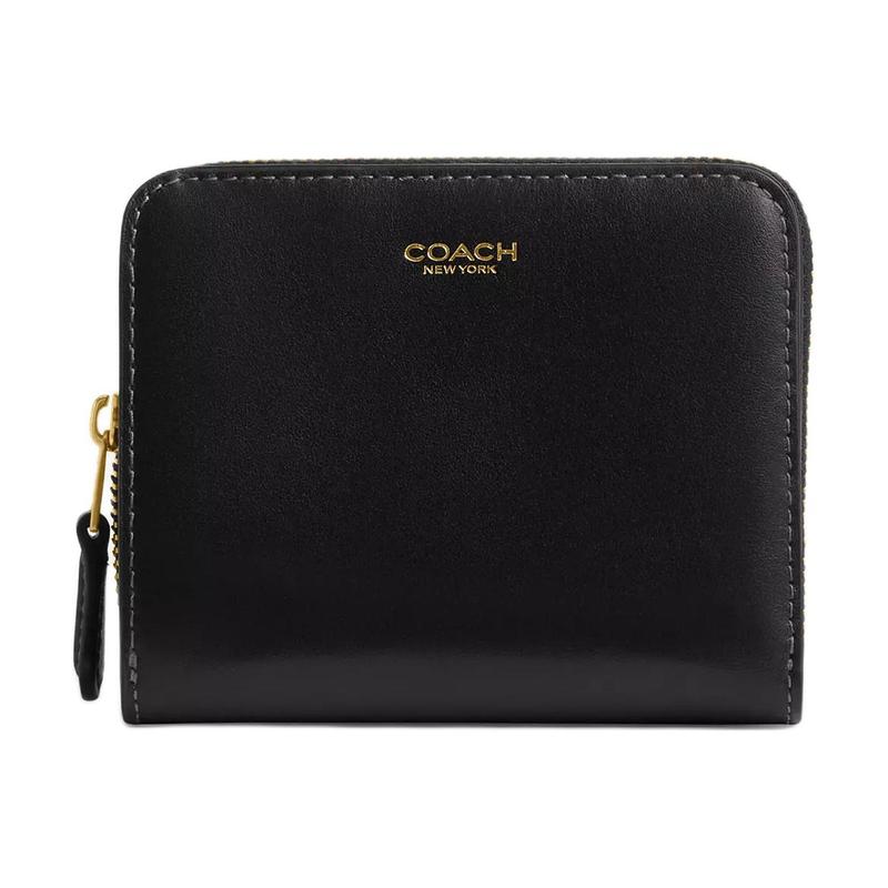 

COACH Billfold Wallet 11 Logo Zip Closure Fine Calfskin Wallet Regular Women s Black чорний