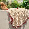 Soft Floral Throw Blanket Warm Crocheted Flower Blanket Hand-Knitted Rose Blanket  Christmas Gift