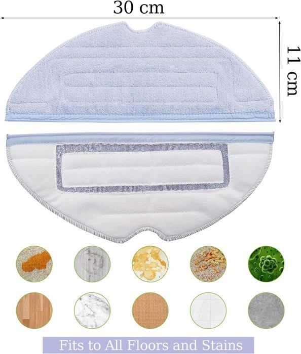 Lot de 8 lingettes microfibre de rechange compatibles Roborock S7/S8/T7 — lavables et réutilisables