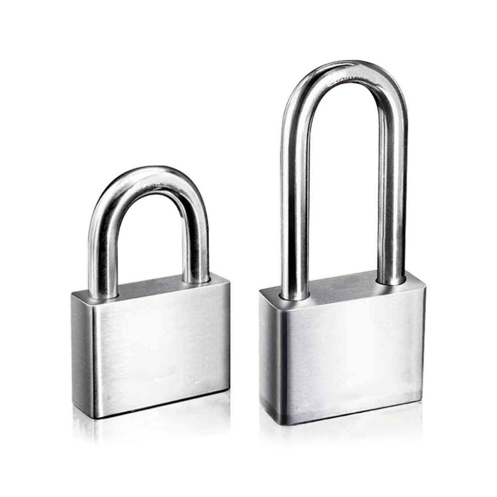 304 Stainless Steel Door Lock Padlock with 4 Keys Silver Solid Lock Waterproof Anti-theft Anti-pick Locks Household Dormitory