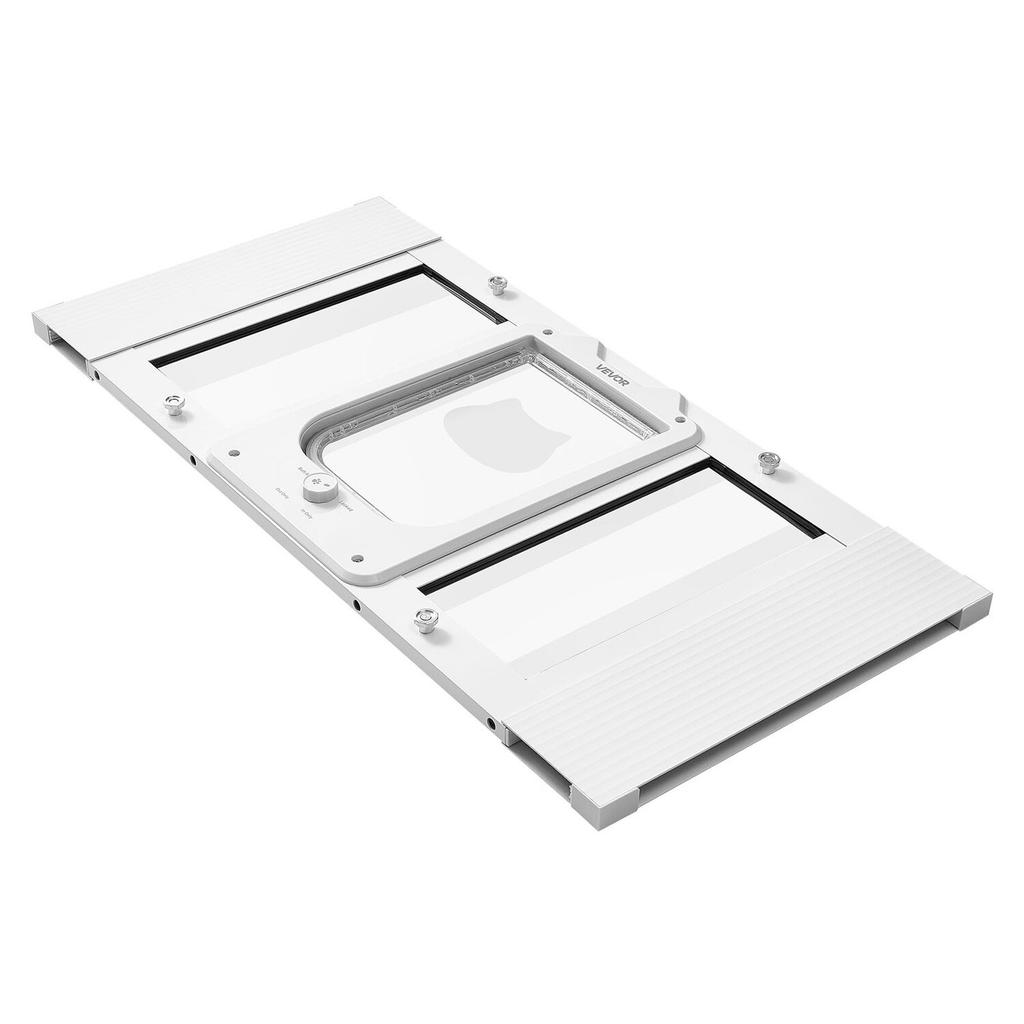 Cat Door for Window, Adjustable To Fit Window Width 686-813 Mm, 4 Secure Lock Modes, Aluminum Frame and High-Transparency Glass, Magnetic Closure,
