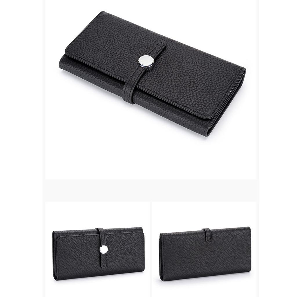 Long Genuine Leather Wallet Women's Folding Large Capacity Wallet New Soft Cowhide Women's Clutch Phone Holder Wallet
