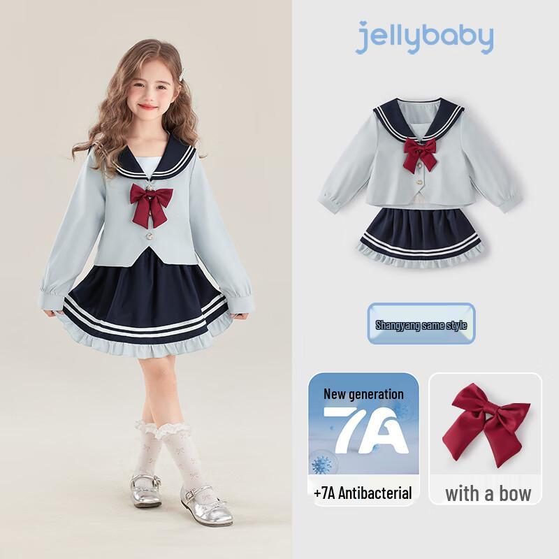 JELLYBABY Girls  Preppy Bow Sailor Collar Set 120