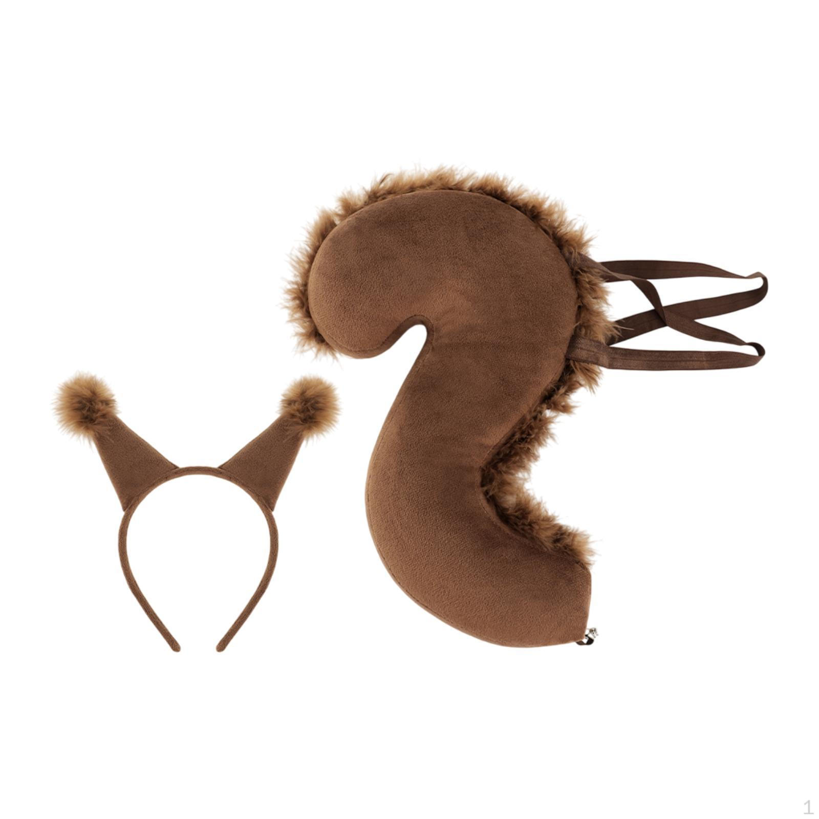 

Набор из ушек и хвоста белки, косплей, мультяшный головной убор, обруч для волос на выпускной вечер на Хэллоуин