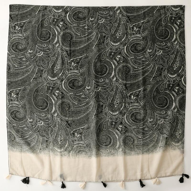 Winter Ombre Paisley Floral Tassel Viscose Shawl Scarf Lady High Quality Wrap Pashmina Stole Bufandas Muslim Hijab 180*90Cm