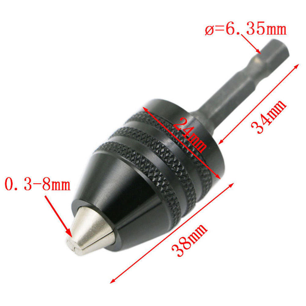 1//4 2 pi/èce 6.35mm Keyless Foret Mandrin hexagonale Mandrin sans cl/é Changement rapide adaptateur convertisseur serrage 0,3 ~ 6.5 mm