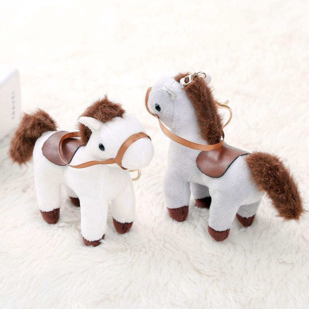 Chinese Style Cartoon Animal Stuffed Doll PP Cotton Chinese Horse Plush Keyring  Birthday Gift