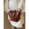 Soft Leather Small Handbags for Women Retro Solid Color Zipper Design Lady Bucket Bags Fashion Versatile Crossbody Bag