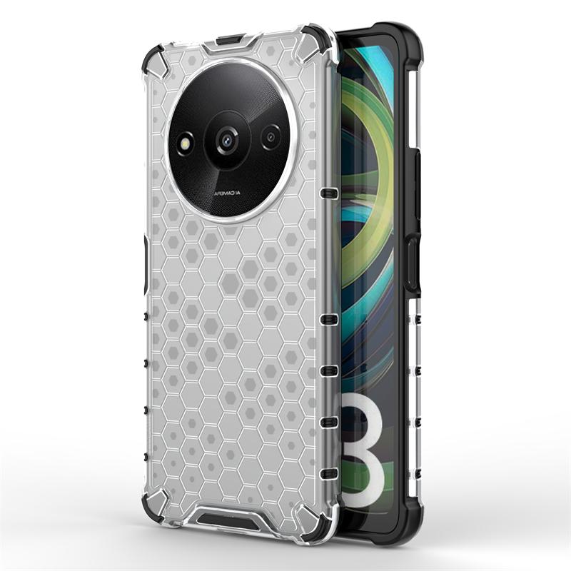 Shockproof Transparent Case For Xiaomi Poco C61 Honeycomb Armor Phone Back Case For Poco C61 Case Cover For Poco C61 6.71 inch