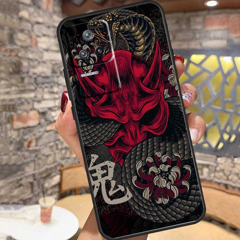 Samurai Oni Mask Case For Xiaomi 14 Ultra 15 13 11T 12T 13T 14T Pro POCO X3 X5 X6 X7 Pro M6 F5 F6 Pro Cover