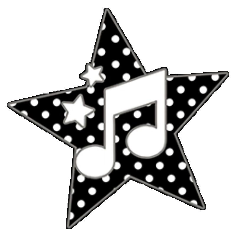 Polka Dot Star with Music Note Printed Black Women's Short-Sleeve T-Shirt