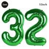 32 Inch Green Number Foil Balloons 0-9 Jungle Safari Theme Soccer Party Decor Kid Boy 1st Birthday Dinosaur Baby Shower Supplies