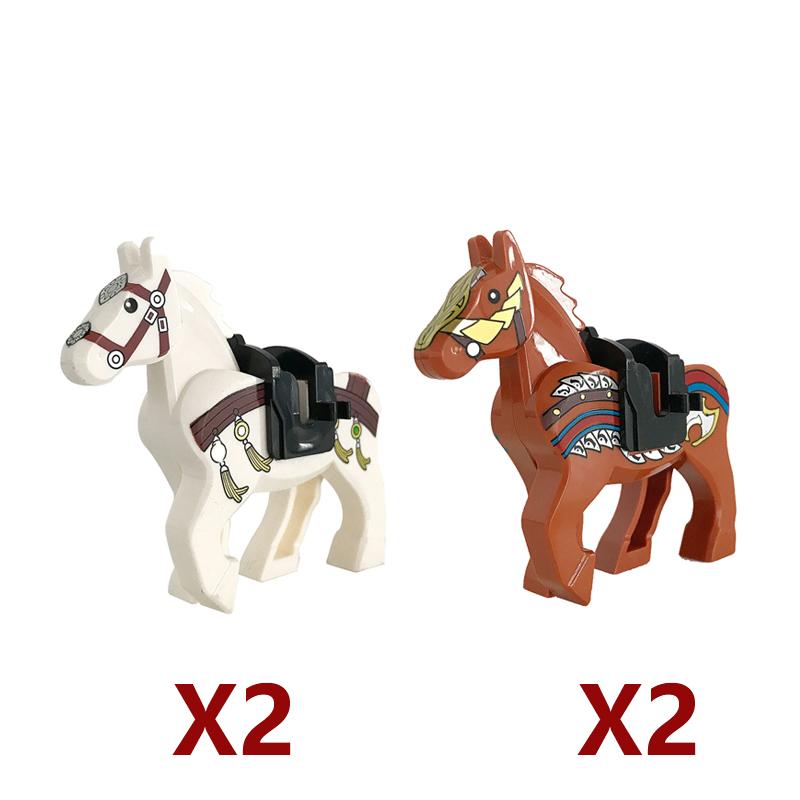 Medieval Soldier Figures Building Block War Horse Jungle Adventure Beast War Wolf Military Waffen Helmet  Armor Sets Blocks Toys