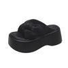 Gentle matching skirt platform slippers women's summer wear 2025 new muffin sandals high heels sandals soft-soled beach shoes