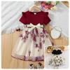 Robe d'été pour bébé fille à manches courtes en tulle côtelé brodé style princesse, élégante, décontractée, pour le quotidien, robe de fête