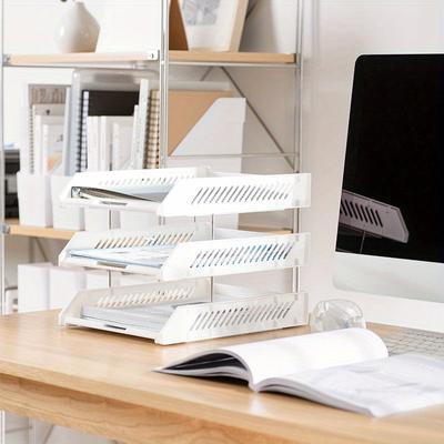 1pc Desktop File Organiser, Office Multi Stacking File Tray, Desktop File Racks, Office File Storage Racks